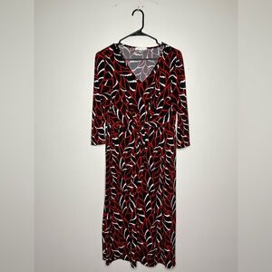 Black and Red Maxi Dress Faux Wrap